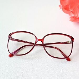 Vintage TURA Red Oversized Eyeglass Frames Y2K Coquette Retro Made in Japan